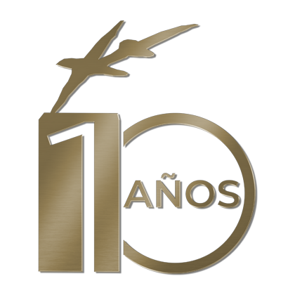logotipo dorado 10 años